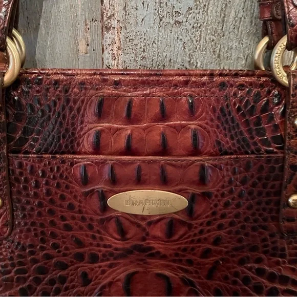 L
Brahmin Crocodile-Embossed Tote in Rich Burgundy - Picture 3 of 10